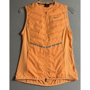 NIKE AEROLOFT 800 RUNNING GILET VEST SIZE Small - ORANGE/CORAL FLASH